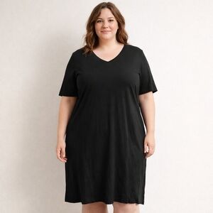 🖤 OLD NAVY Black V-Neck Swing Dress | Size Large | Minimalist Everyday Classic